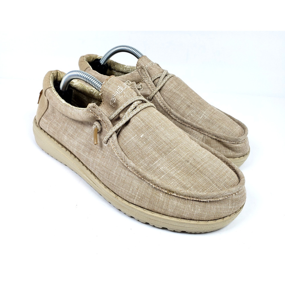 Hey Dude Wally Youth Size 6Y Womens Size 7 Beige Slip On Casual Loafer Shoes